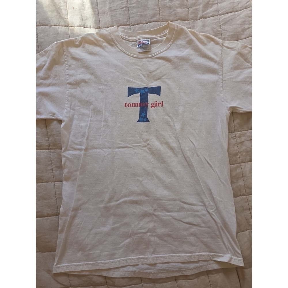 Vintage Y2K Made In USA Tommy Girl Baby Tee Tommy Jeans Sz Medium Hanes Beefy T